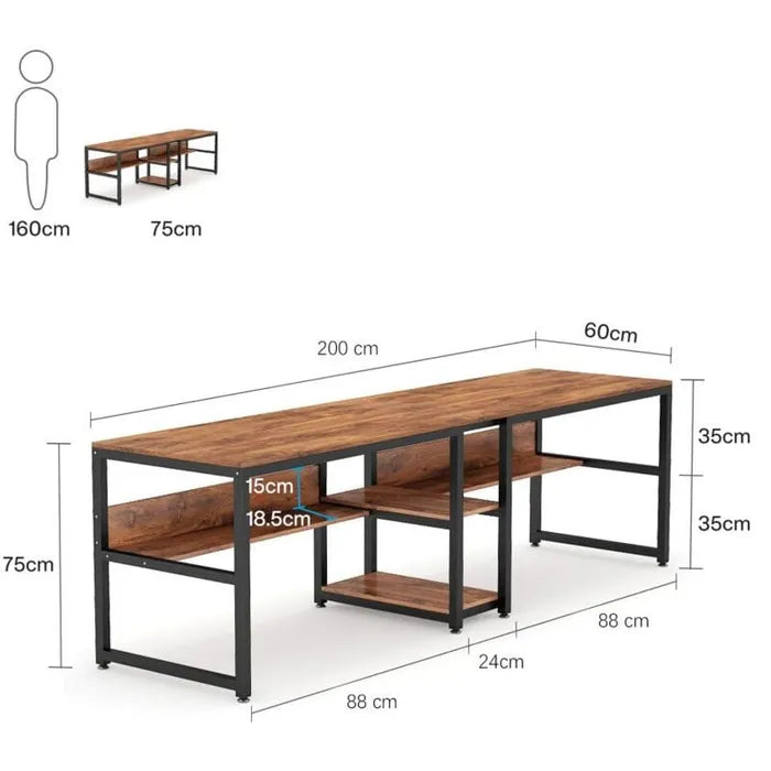 D08 Metal Straight Desk MDF Top 200*60 DSK1580008
