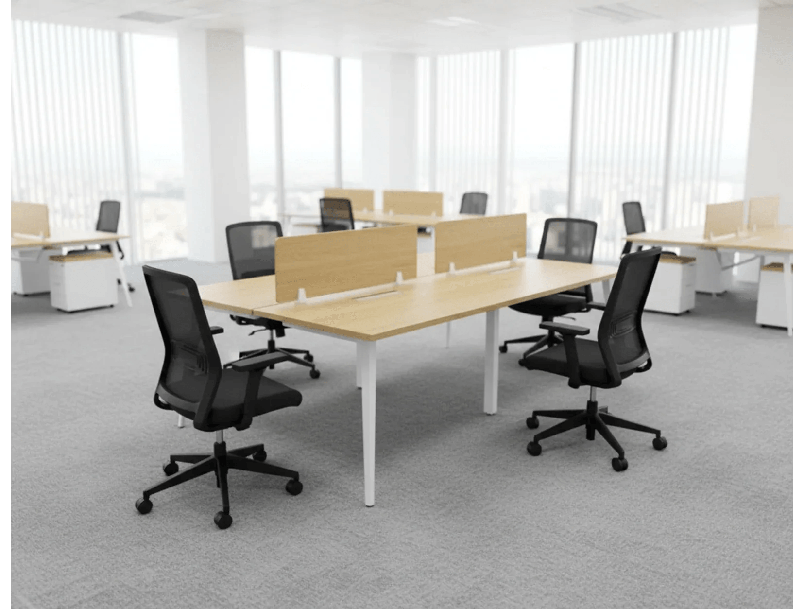 A24 Workstation 4 Seats MDF 240*120*75 WS1580024 - Furnile