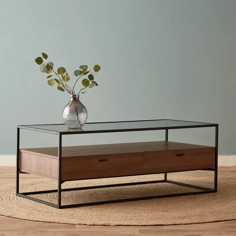 CT02 Metal Coffee Table Glass Top 120*59*46 CT1580002