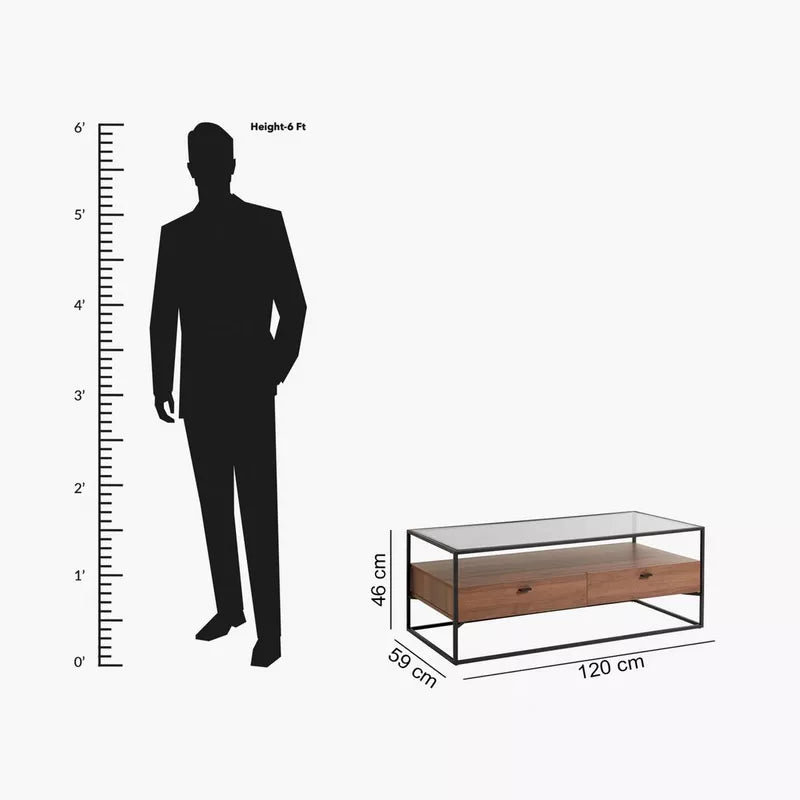 CT02 Metal Coffee Table Glass Top 120*59*46 CT1580002