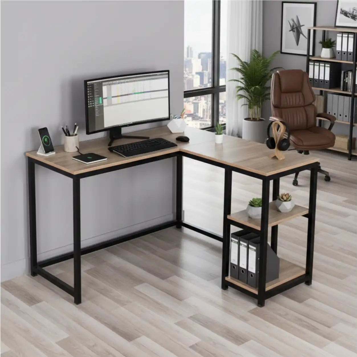 D01 Metal L-Shape Desk MDF Top 120*100*75 DSK1580001