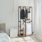 H10 Metal Clothes Hanger – Metal Frame, MDF Shelves, 90x40x204cm