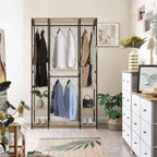 H11 Metal Clothes Hanger – Metal Frame, MDF Shelves, 120x40x201cm