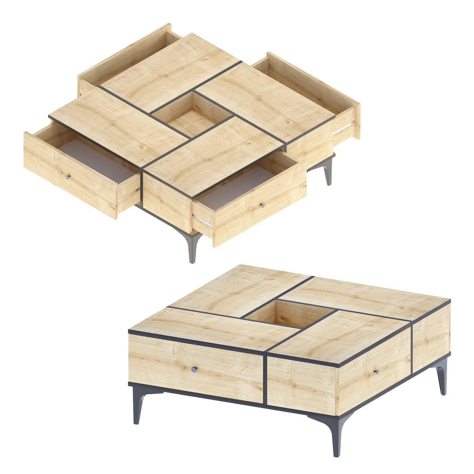 VIRGINIA - Coffee Table 105*105*42 CT027 (With Drawers)