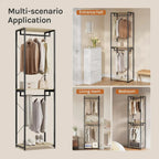 H08 Metal Clothes Hanger – Metal Frame, MDF Shelves, 60x40x213cm