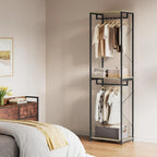 H08 Metal Clothes Hanger – Metal Frame, MDF Shelves, 60x40x213cm