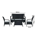 Outdoor patio set: loveseat and two armchairs, 120cm wide, 60cm high
