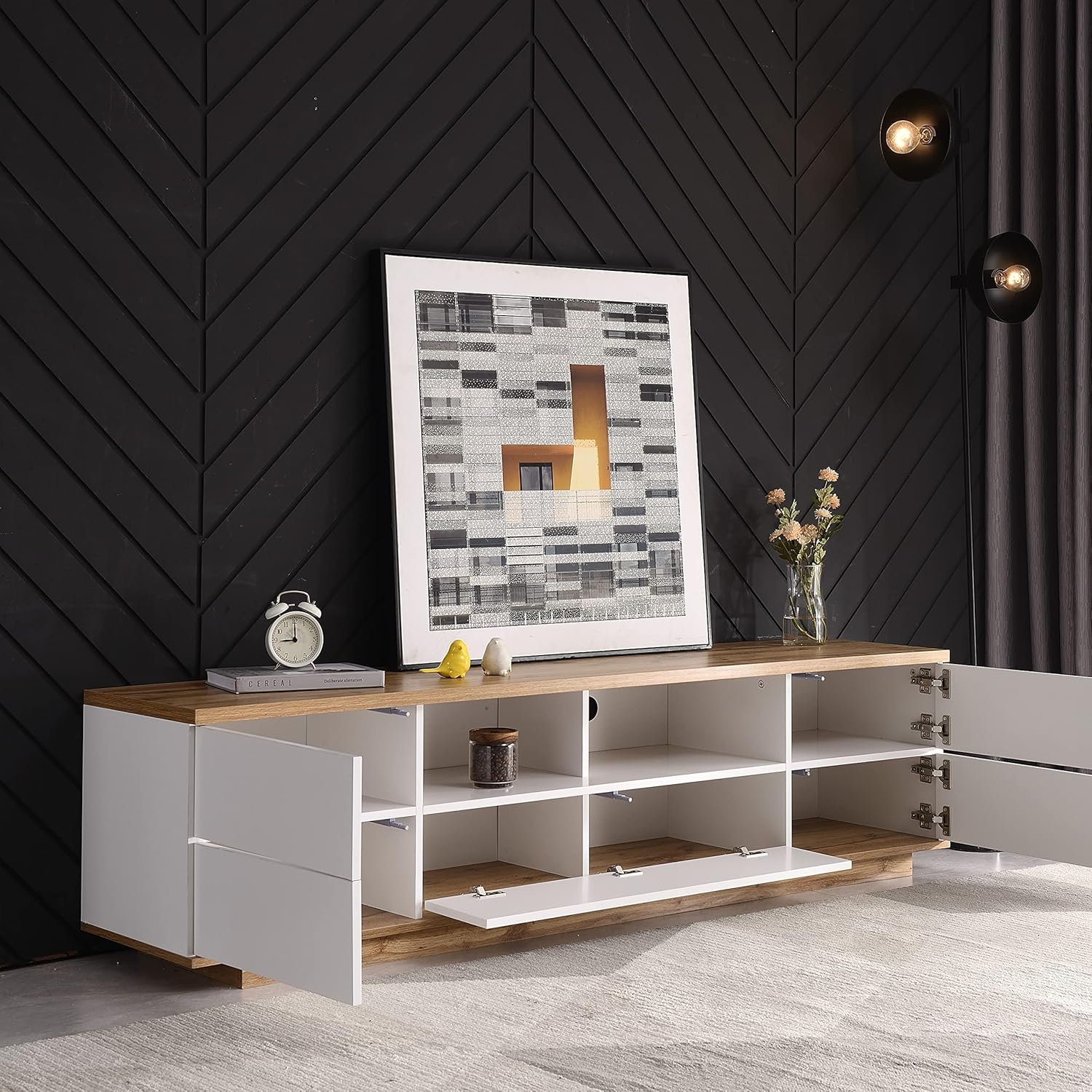 T38 Modern TV Unit, MDF - 180x38x45cm
