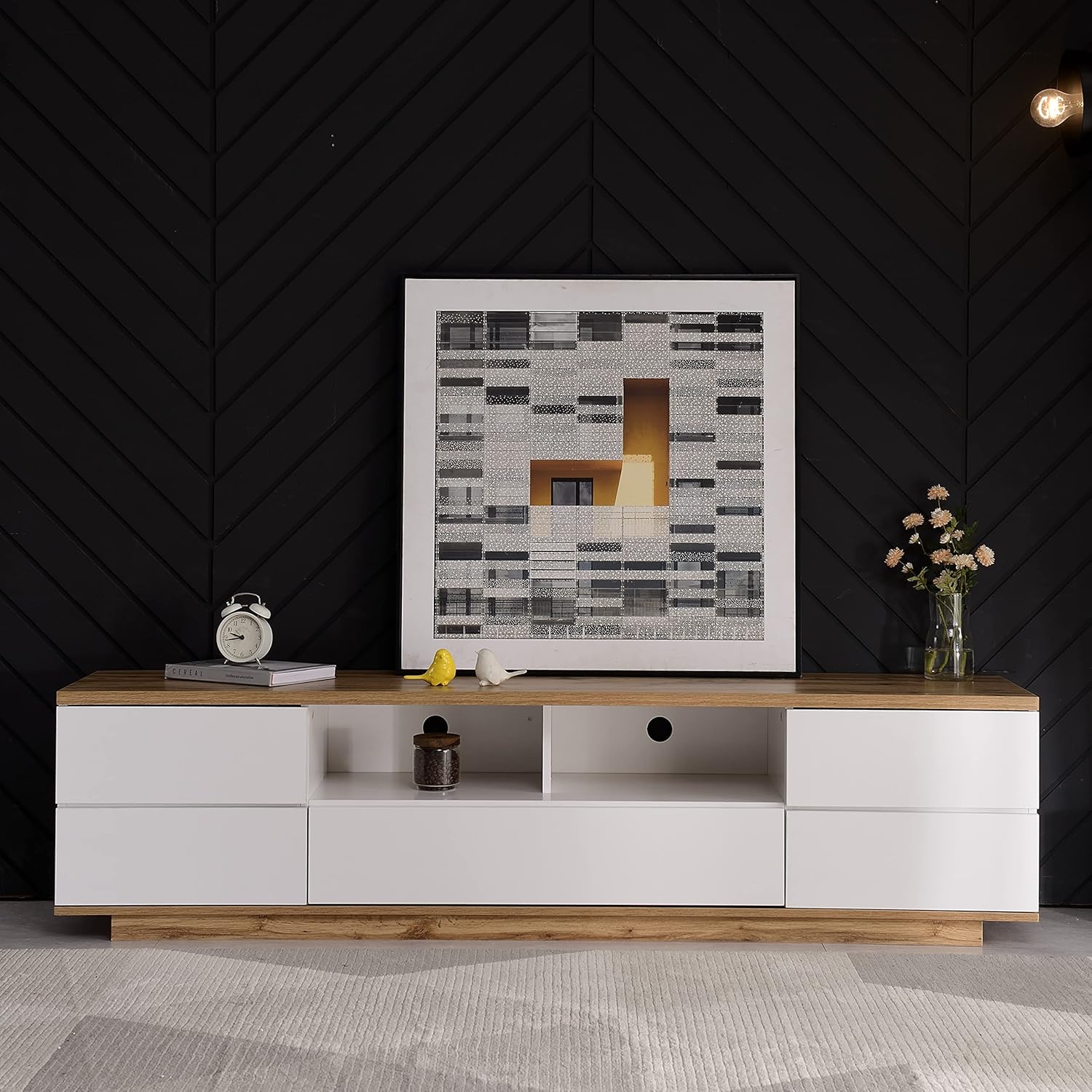 T38 Modern TV Unit, MDF - 180x38x45cm