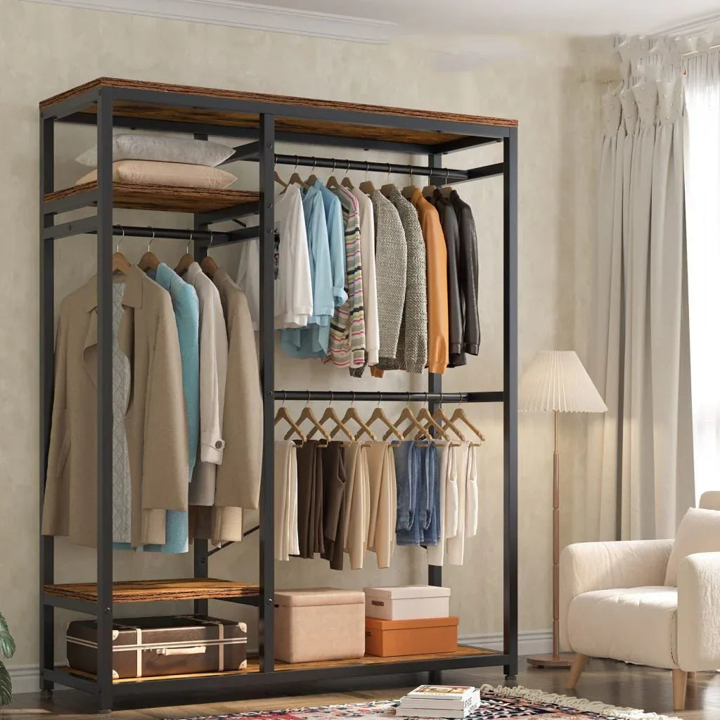 MARK Clothes hanger – Metal Frame, MDF Shelves, 150x40x180cm – FURNiLE