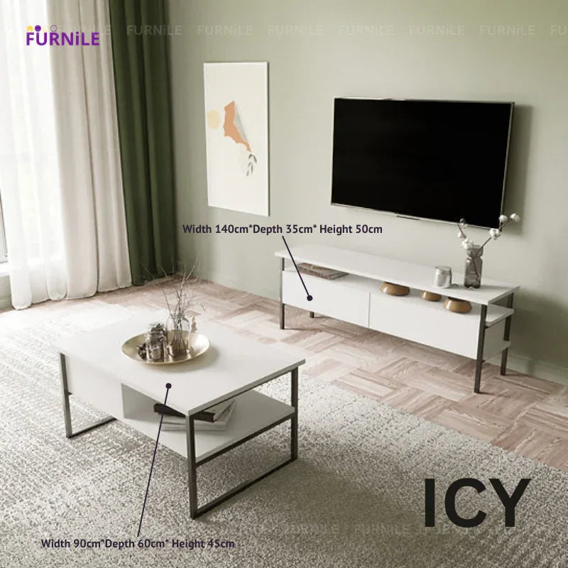 ICY - Table Set 2pcs TV Unit & Coffee Table TS195255 - Furnile