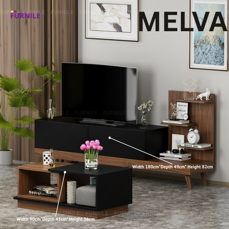 MELVA - Table Set 2pcs TV Unit & Coffee Table TS142542