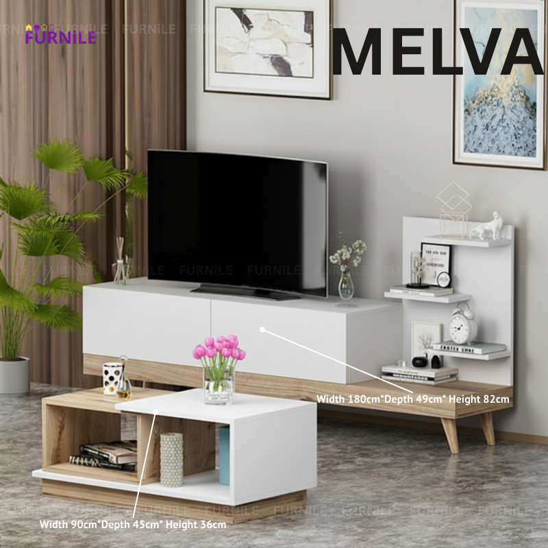 MELVA - Table Set 2pcs TV Unit & Coffee Table TS142543