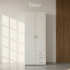 KEVIN wardrobe with two doors and three drawers, white finish