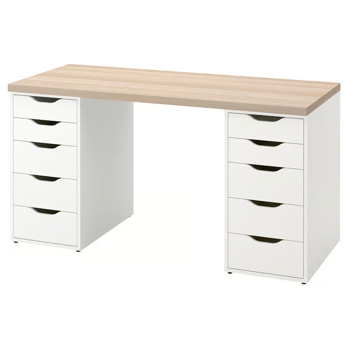 NELSON - Desk 140*60*75 White&Wooden dsk1247652-WHW