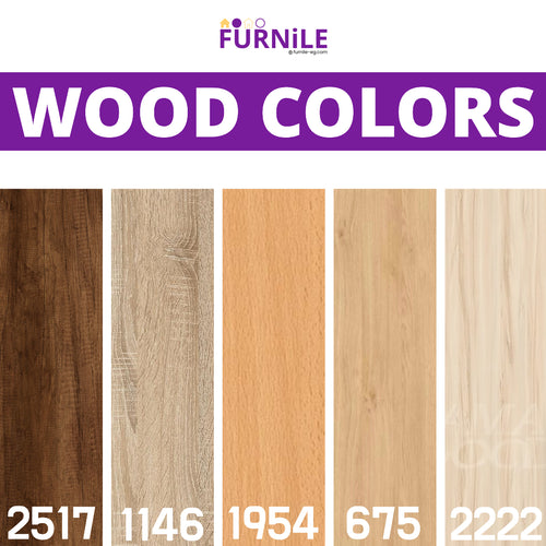 Wood color options swatch for MDF shelves on a clothes stand