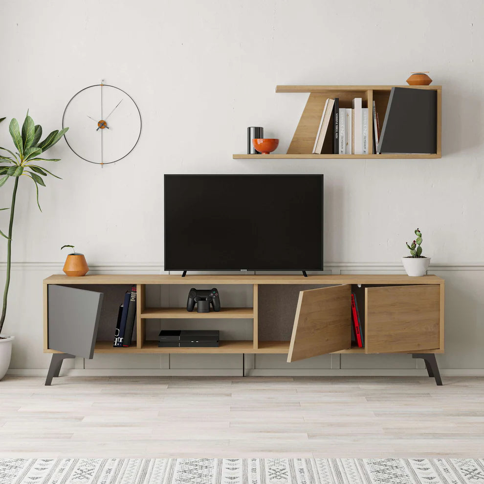 [Width 180cm] T17 TV Unit MDF with Shelf TVT1580017-2