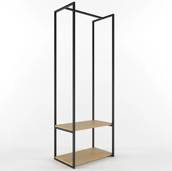 H16 Metal Clothes Hanger – Metal Frame, MDF Shelves, 60x40x180cm
