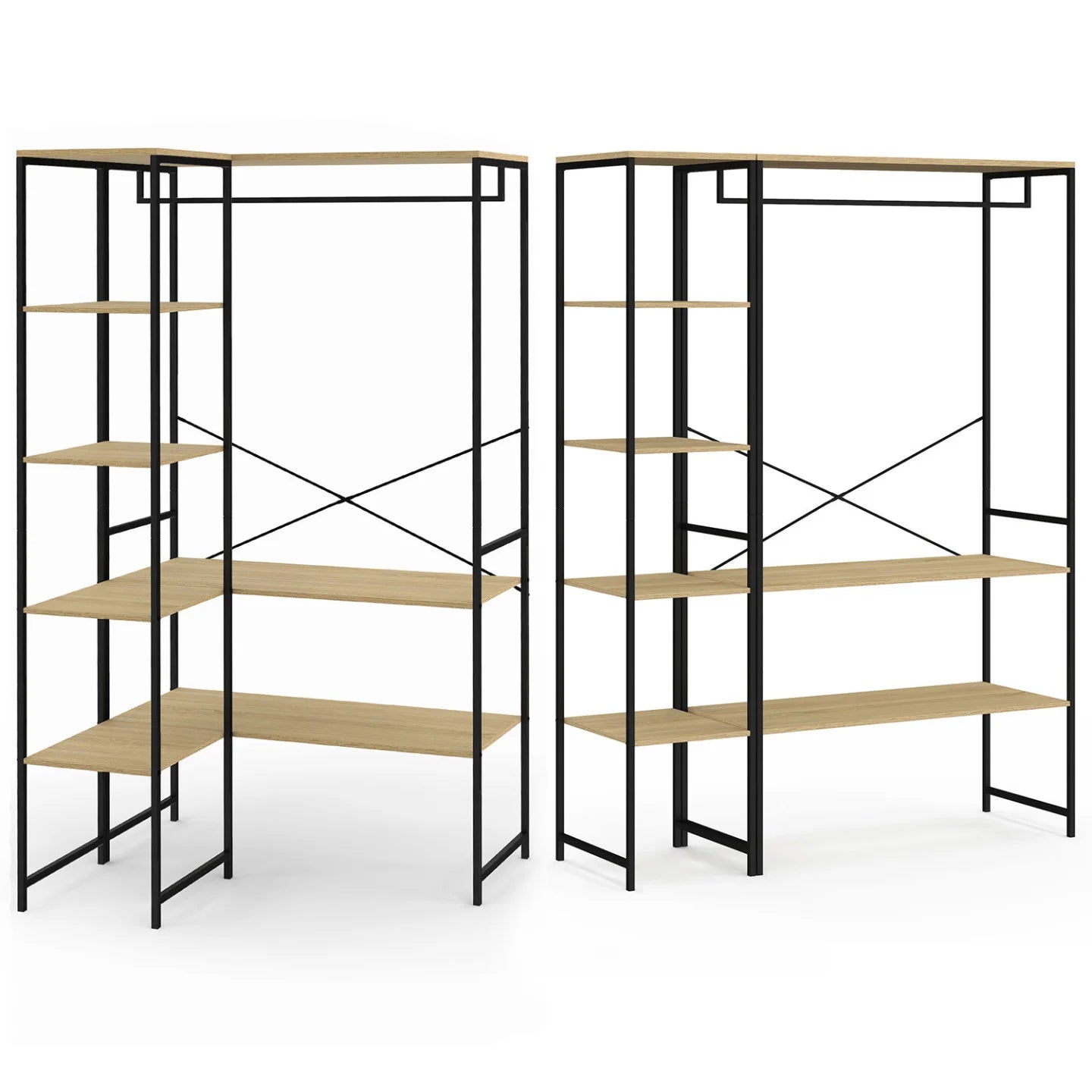 H05 Metal Clothes Hanger – Metal Frame, MDF Shelves, 120x40x180cm