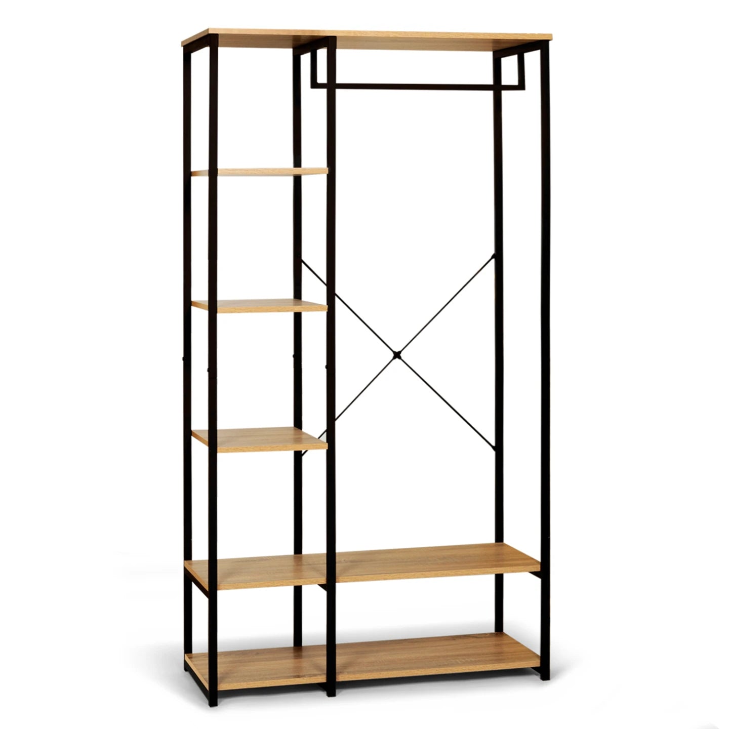 H01 Metal Clothes Hanger – Metal Frame, MDF Shelves, 90x40x180cm