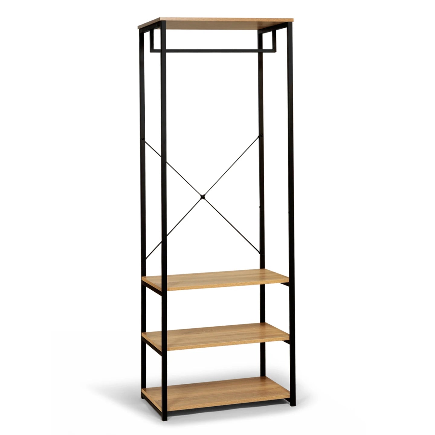 H02 Metal Clothes Hanger – Metal Frame, MDF Shelves, 60x40x180cm