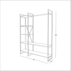 H13 Metal Clothes Hanger – Metal Frame, MDF Shelves, 120x40x180cm