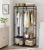 H15 Metal Clothes Hanger – Metal Frame, MDF Shelves, 94.5x40x180cm