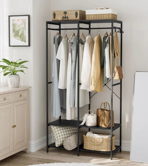 H15 Metal Clothes Hanger – Metal Frame, MDF Shelves, 94.5x40x180cm