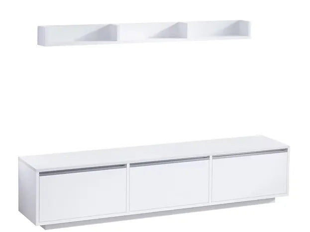 PRAG Modern TV Unit, White, MDF, 180x30x40cm