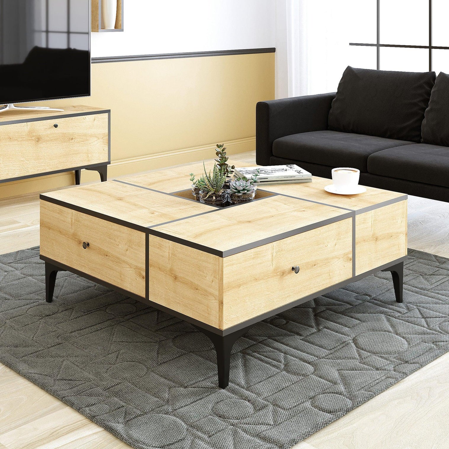 VIRGINIA - Coffee Table 105*105*42 CT027 (With Doors)